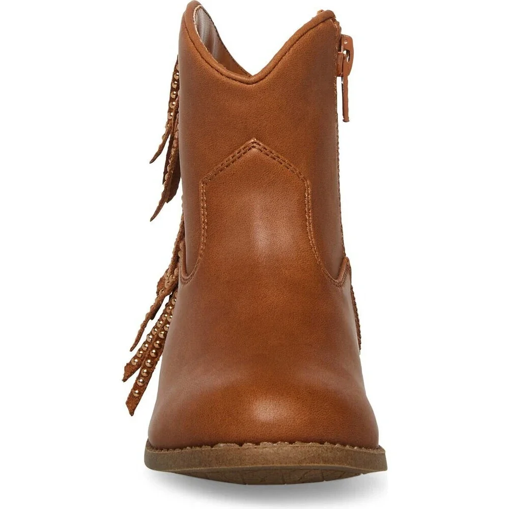 Steve Madden Willaa Western Boots Kids US 10 Brown Leather Fringe Bootie ZPO3455